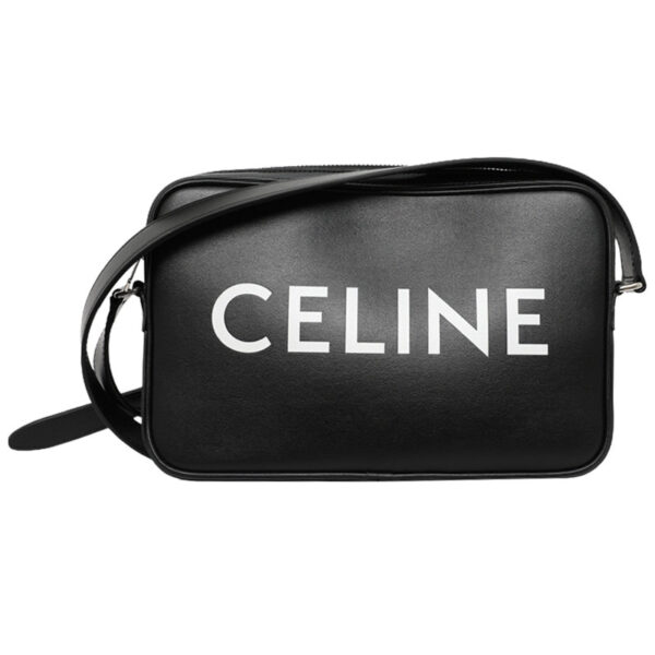 19450 4 Celine Logo Messenger Bag Black