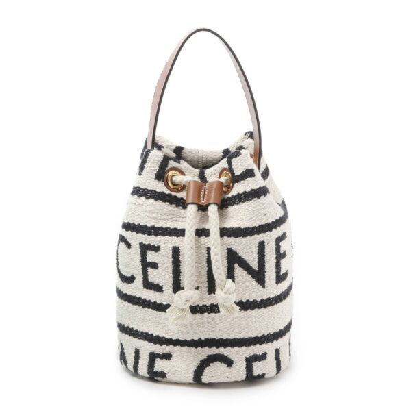 19653 2efy 01wb02 Celine Teen Drawstring Leather Handbag White