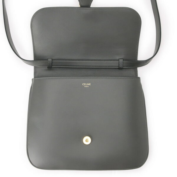 19658 3dk1 10an07 Celine Medium Tabou Leather Shoulder Bag Gray