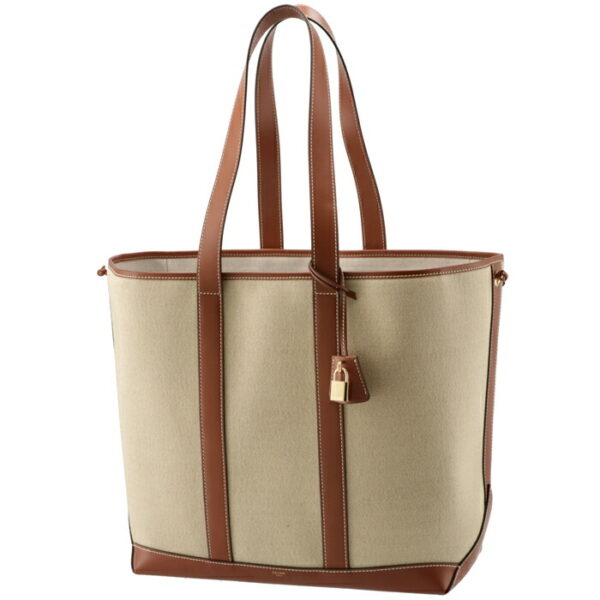 196742djk02nt 1 Celine Cabas Marine Canvas Tote Bag Beige Brown