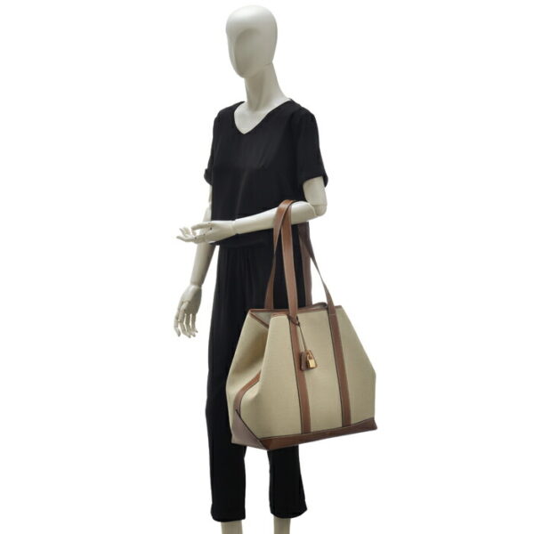 196742djk02nt 10 Celine Cabas Marine Canvas Tote Bag Beige Brown