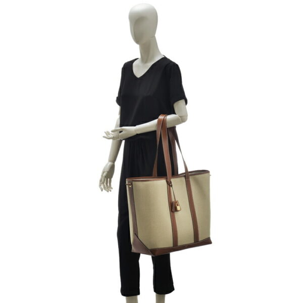 196742djk02nt 8 Celine Cabas Marine Canvas Tote Bag Beige Brown