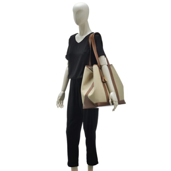 196742djk02nt 9 Celine Cabas Marine Canvas Tote Bag Beige Brown