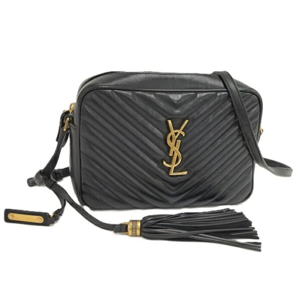 2000015257600020 1 Saint Laurent Monogram Camera Fringe Leather Bag Black