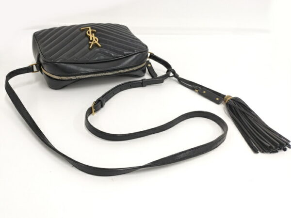 2000015257600020 4 Saint Laurent Monogram Camera Fringe Leather Bag Black