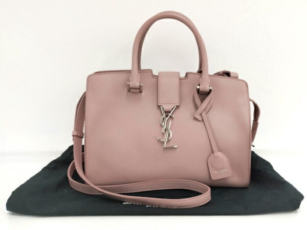 2000015258200027 10 Yves Saint Laurent Baby Cabas Leather 2way Shoulder Bag Pink Beige