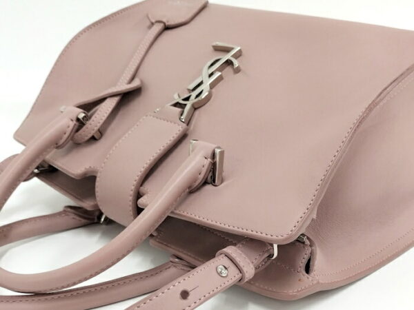 2000015258200027 3 Yves Saint Laurent Baby Cabas Leather 2way Shoulder Bag Pink Beige