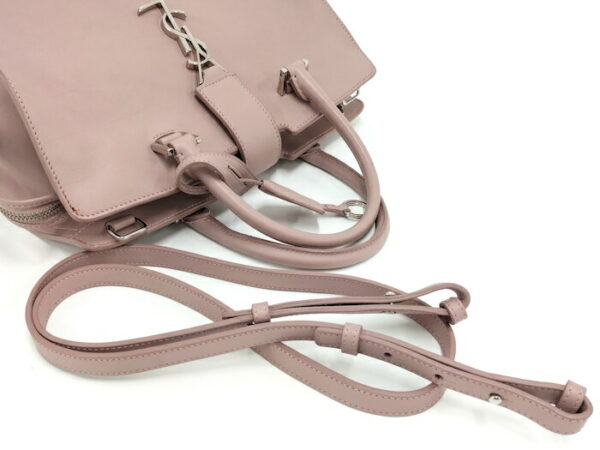 2000015258200027 6 Yves Saint Laurent Baby Cabas Leather 2way Shoulder Bag Pink Beige