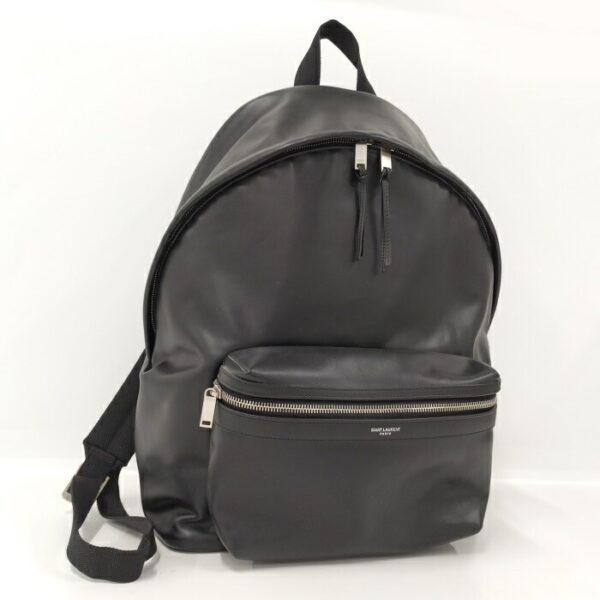 2000015258900007 1 Saint Laurent City Leather Backpack Black