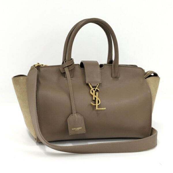 2000015259800014 1 Yves Saint Laurent Downtown Cabas 2way Shoulder Bag Mocha Beige