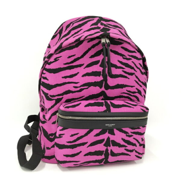 2000025252000016 1 Saint Laurent Paris Zebra Fabric Backpack Pink