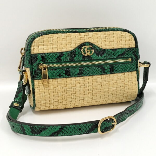 2000087252000500 1 Gucci Ophidia Shoulder Bag GG Marmont Straw Python Green