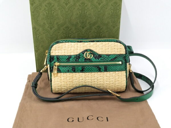 2000087252000500 9 Gucci Ophidia Shoulder Bag GG Marmont Straw Python Green