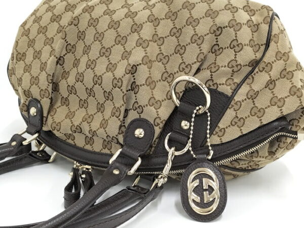 2000087252000571 3 Gucci 2WAY Shoulder Bag GG Leather Beige Brown