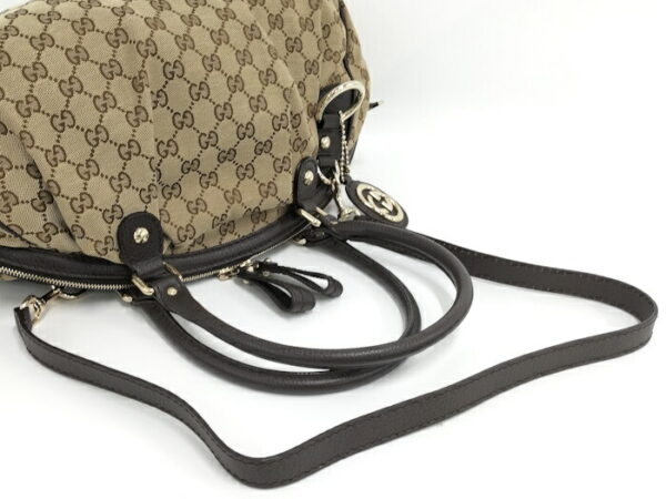 2000087252000571 6 Gucci 2WAY Shoulder Bag GG Leather Beige Brown