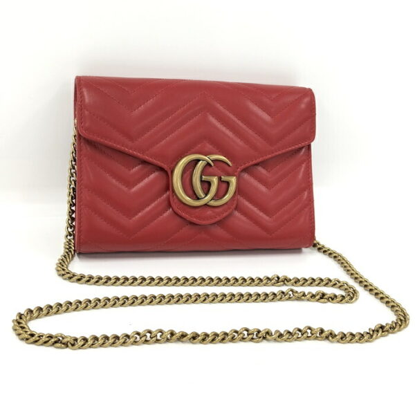 2000087252000723 1 Gucci Shoulder Bag Chain Wallet GG Marmont Leather Red