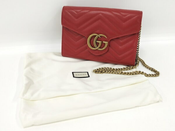 2000087252000723 10 Gucci Shoulder Bag Chain Wallet GG Marmont Leather Red