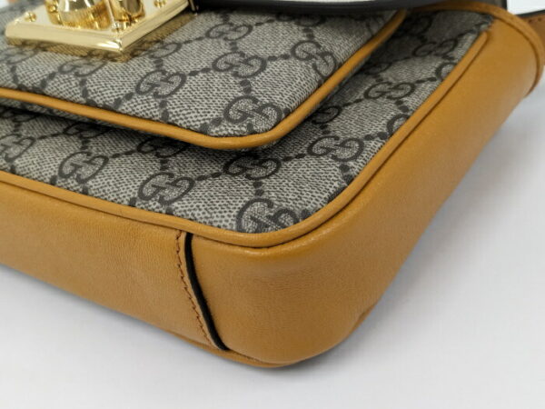 2000087257800390 4 Gucci Padlock Shoulder Bag GG Supreme Leather Gray Yellow