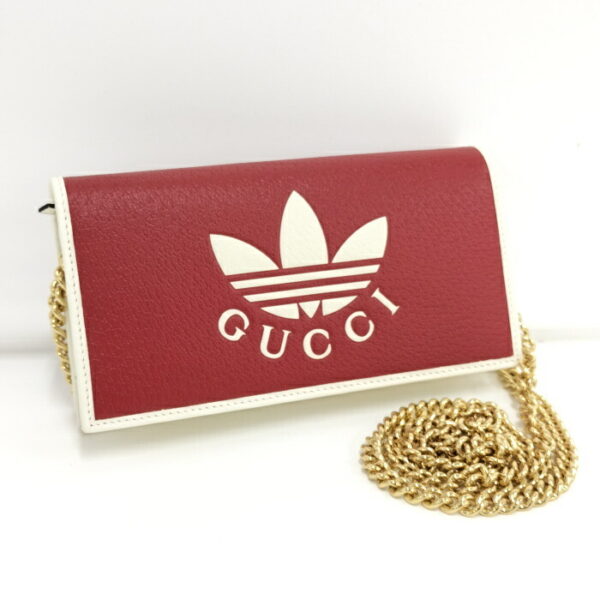 2000087257800519 1 Gucci Chain Wallet Adidas Collaboration Leather Red