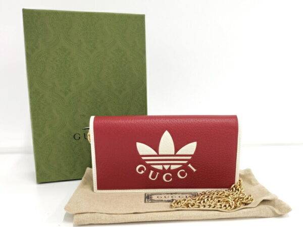 2000087257800519 9 Gucci Chain Wallet Adidas Collaboration Leather Red