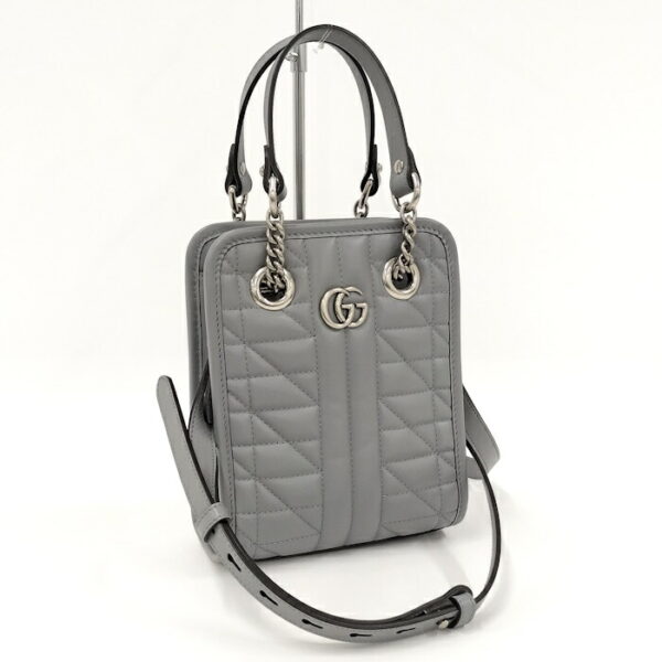 2000087257800542 1 Gucci 2way Shoulder Bag GG Marmont Quilted Leather Gray