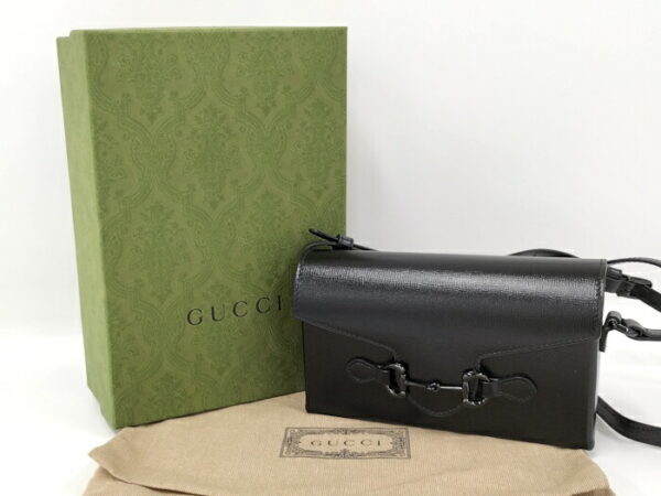 2000087257800570 9 Gucci Horsebit Shoulder Bag Leather Black