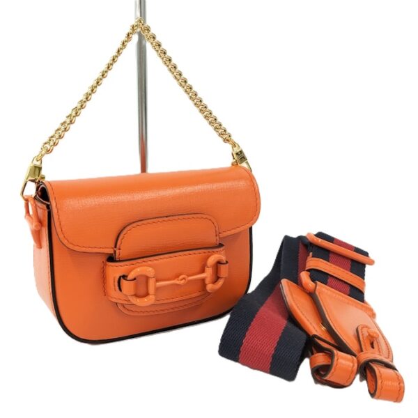 oplus 256 Gucci Horsebit 1955 2WAY Shoulder Bag Leather Orange