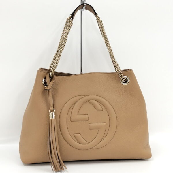 oplus 256 Gucci Soho Chain Shoulder Bag Leather Beige