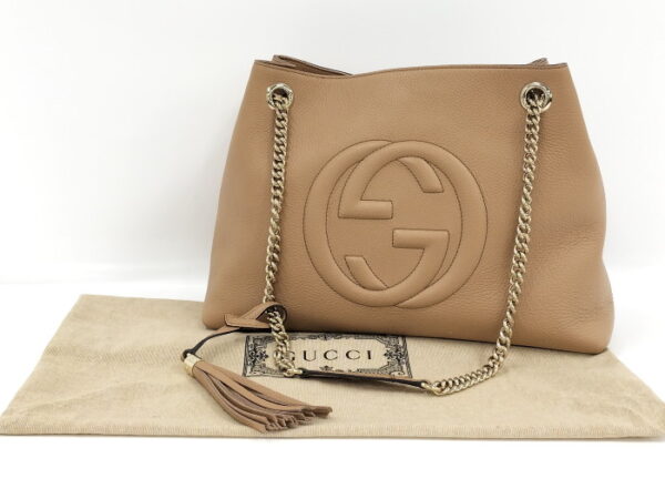 oplus 256 Gucci Soho Chain Shoulder Bag Leather Beige