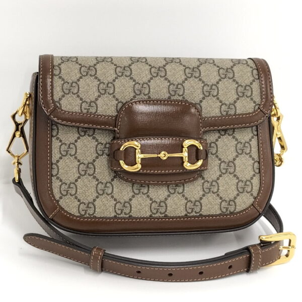 oplus 256 Gucci Horsebit Shoulder Bag Leather Beige