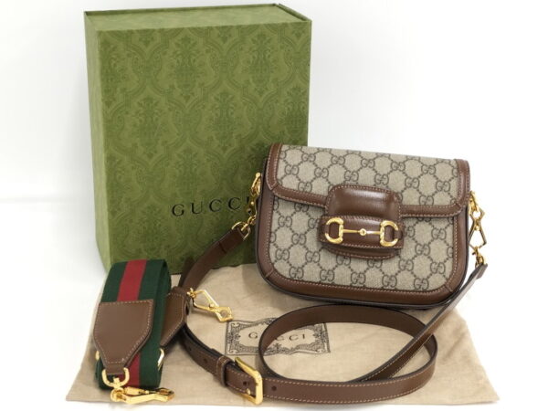 oplus 256 Gucci Horsebit Shoulder Bag Leather Beige