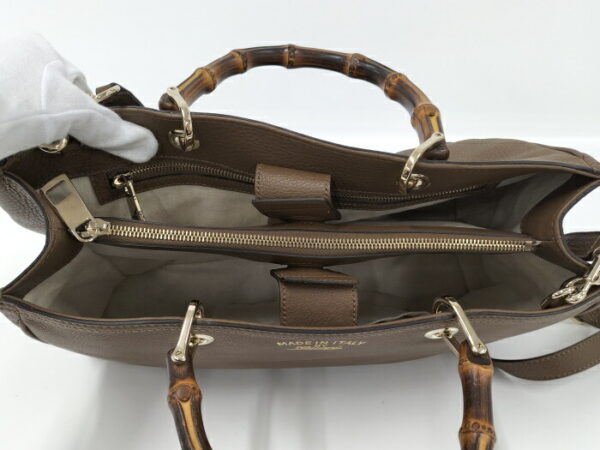 2000088251300209 8 Gucci 2WAY Shoulder Bag Bamboo Shopper Leather Brown