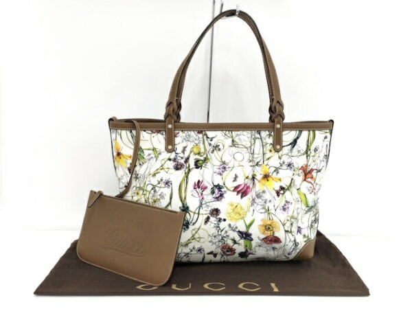 2000088252000359 10 Gucci Tote Bag Flora Leather White