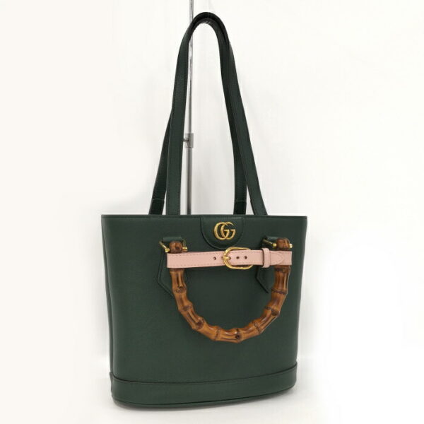 2000088258200267 1 Gucci Bamboo Diana Handbag Leather Green