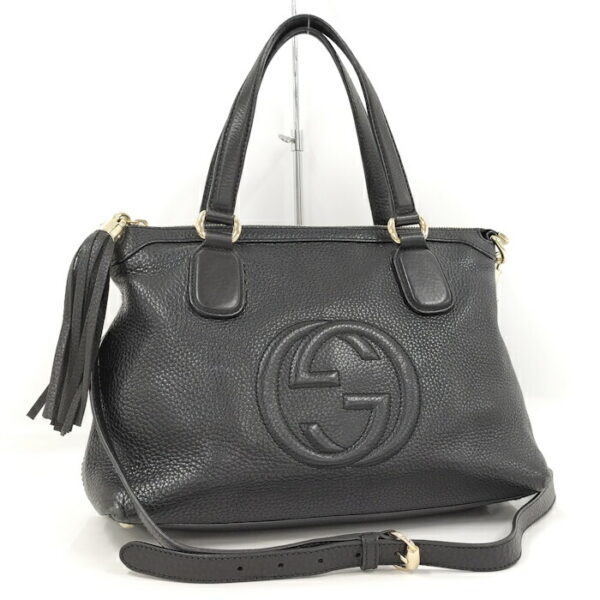 2000088258900128 1 Gucci 2WAY Shoulder Bag Leather Black