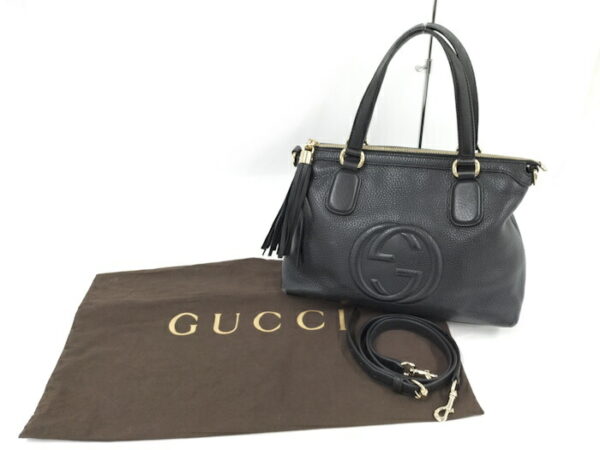 2000088258900128 10 Gucci 2WAY Shoulder Bag Leather Black