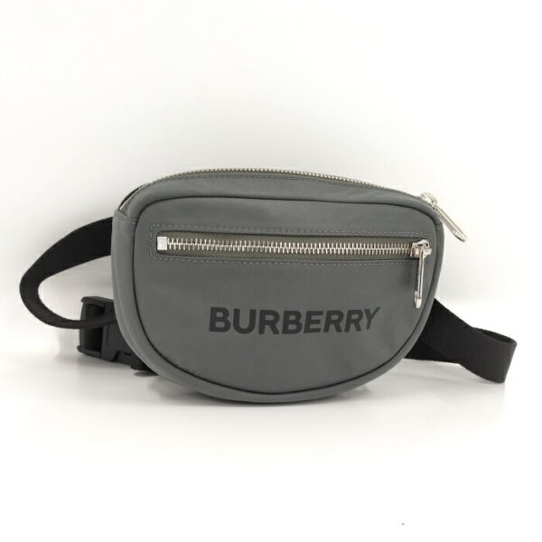 2000169252000027 1 Burberry Waist Bag Logo Motif Nylon Charcoal Gray