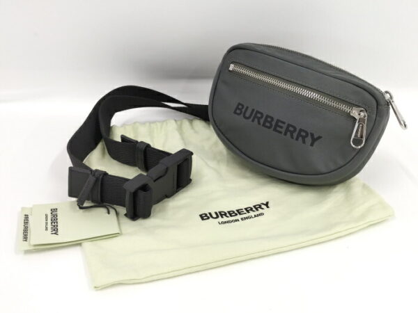 2000169252000027 10 Burberry Waist Bag Logo Motif Nylon Charcoal Gray