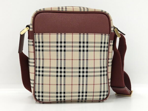 2000169252000040 2 Burberry Shoulder Bag Nova Check Leather Beige Red