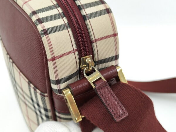 2000169252000040 6 Burberry Shoulder Bag Nova Check Leather Beige Red