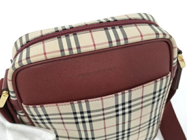 2000169252000040 8 Burberry Shoulder Bag Nova Check Leather Beige Red