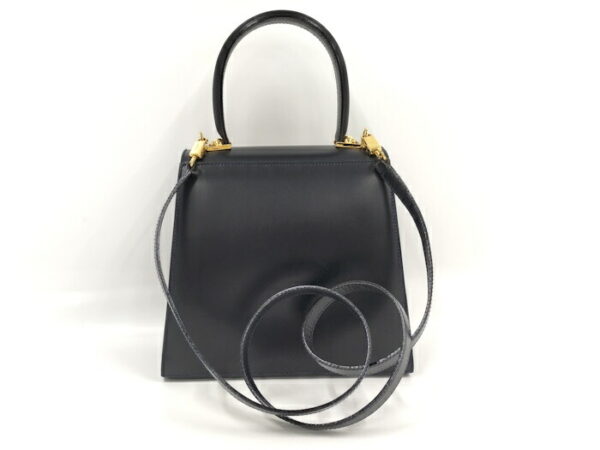 2000196252400003 2 Salvatore Ferragamo Gancini Leather 2way Shoulder Bag Black