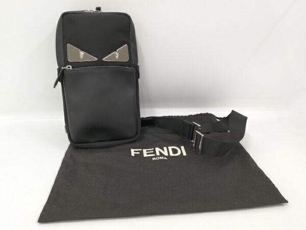 2000207252000071 10 Fendi Monster Nylon Leather Body Bag Black