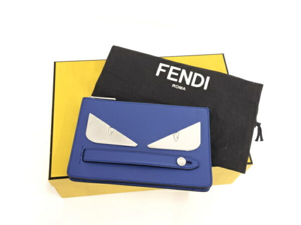 2000208259700027 10 Fendi Monster Bugs Eye Leather Clutch Bag Blue