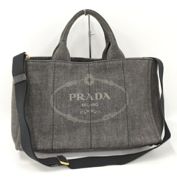 2000231252000276 1 Prada Canapa 2WAY Handbag Denim Gray