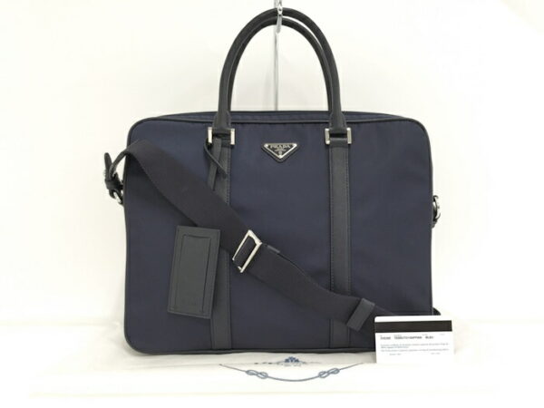 2000231257600101 10 Prada 2WAY Briefcase Nylon Navy