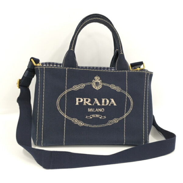 2000231258300081 1 Prada Kanapa 2WAY Tote Bag Navy