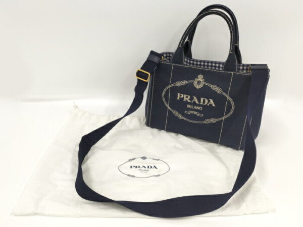 2000231258300081 10 Prada Kanapa 2WAY Tote Bag Navy