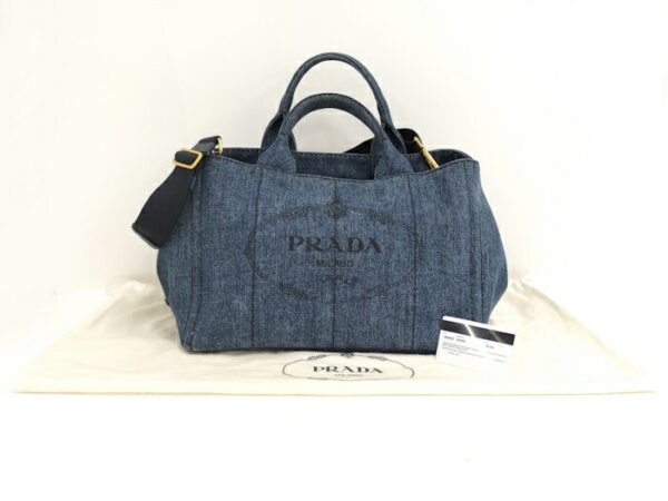 2000232252000238 10 Prada Kanapa 2WAY Shoulder Bag Denim Blue