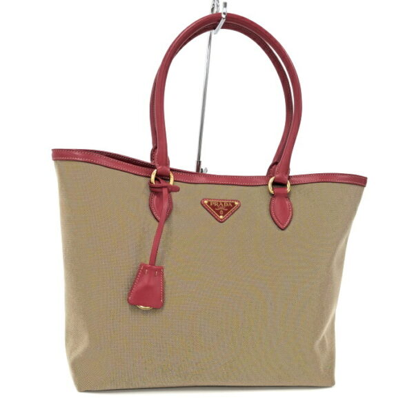 2000232252400015 1 Prada Tote Bag Logo Beige Red